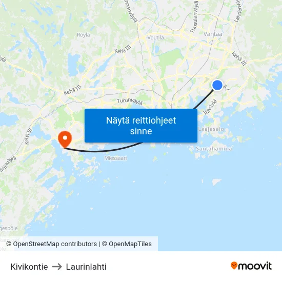 Kivikontie to Laurinlahti map