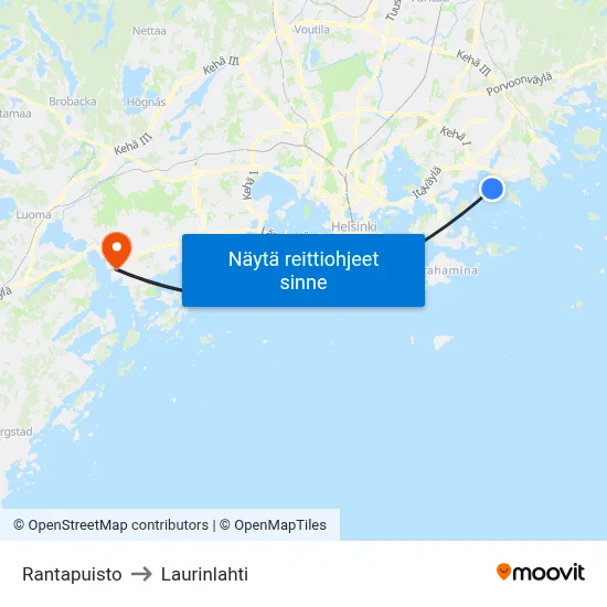 Rantapuisto to Laurinlahti map