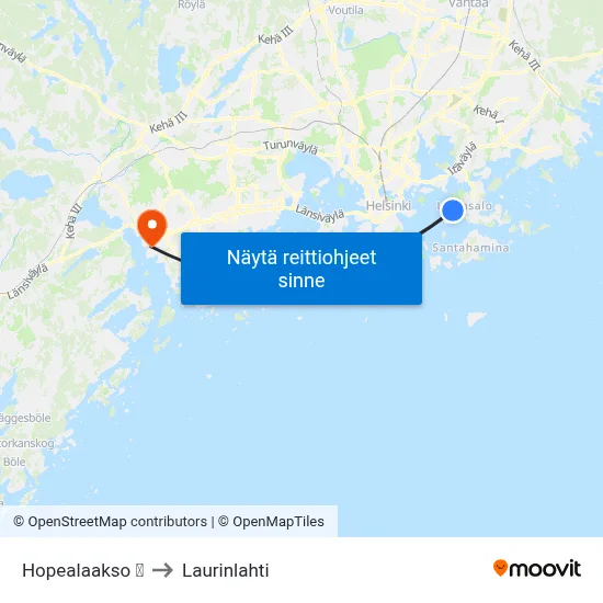 Hopealaakso 🎒 to Laurinlahti map
