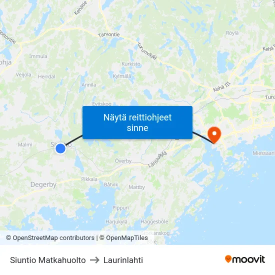 Siuntio Matkahuolto to Laurinlahti map