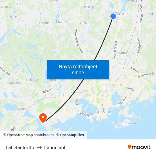 Lahelanterttu to Laurinlahti map