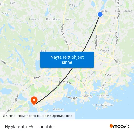 Hyrylänkatu to Laurinlahti map