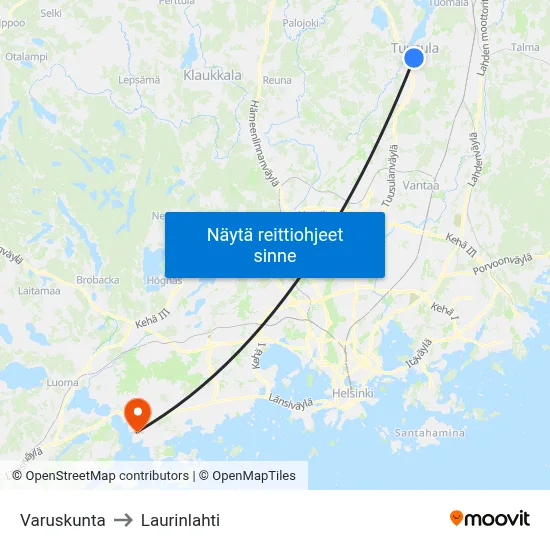 Varuskunta to Laurinlahti map