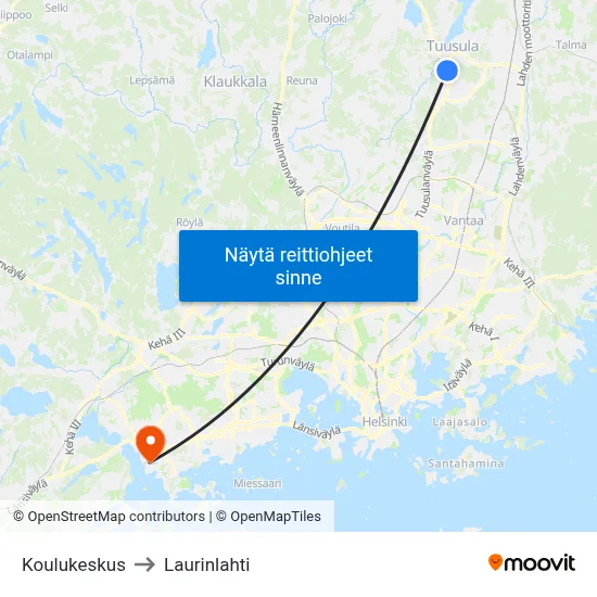 Koulukeskus to Laurinlahti map
