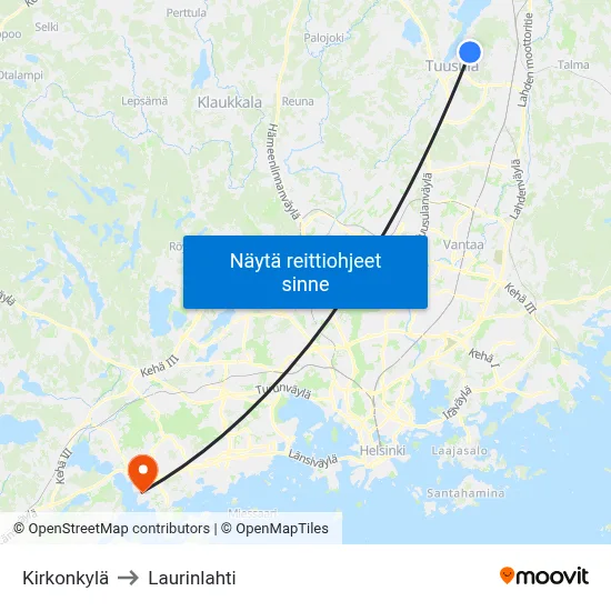 Kirkonkylä to Laurinlahti map