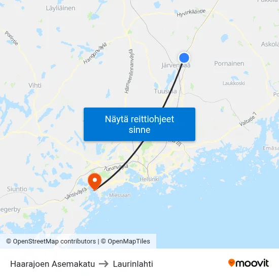 Haarajoen Asemakatu to Laurinlahti map