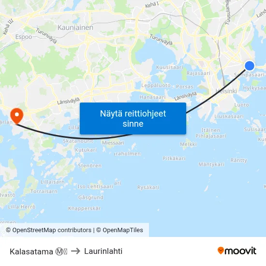 Kalasatama Ⓜ️🛍️ to Laurinlahti map