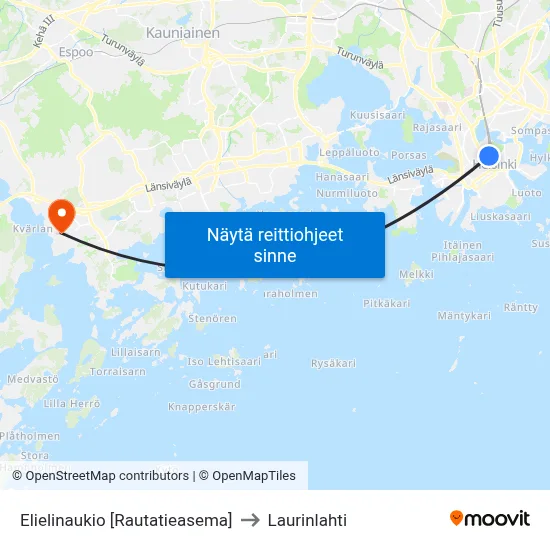 Elielinaukio [Rautatieasema] to Laurinlahti map