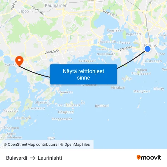 Bulevardi to Laurinlahti map