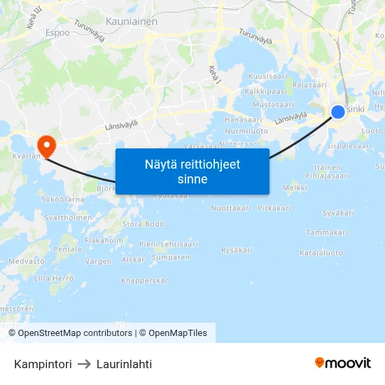 Kampintori to Laurinlahti map