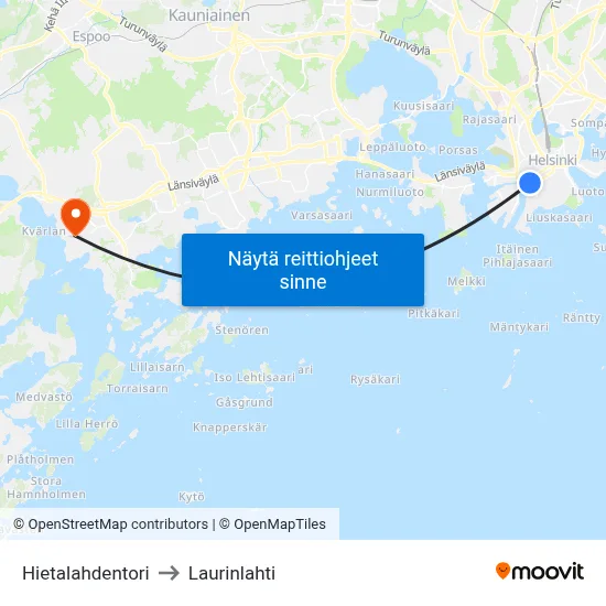Hietalahdentori to Laurinlahti map