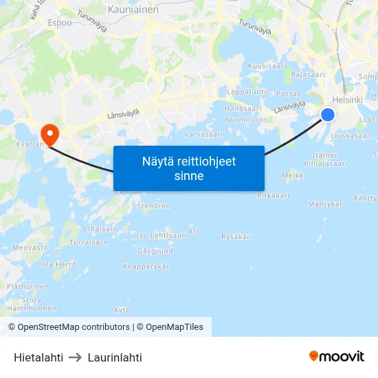 Hietalahti to Laurinlahti map