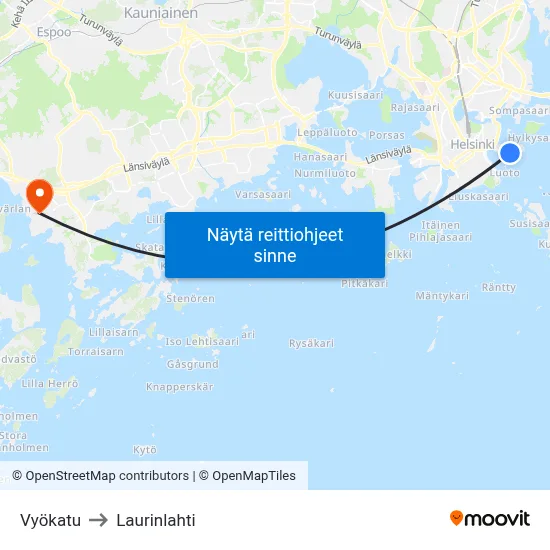 Vyökatu to Laurinlahti map