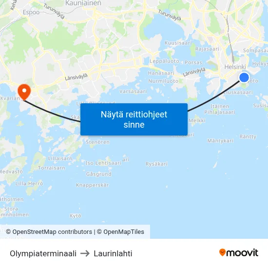 Olympiaterminaali to Laurinlahti map