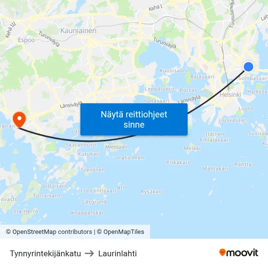 Tynnyrintekijänkatu to Laurinlahti map