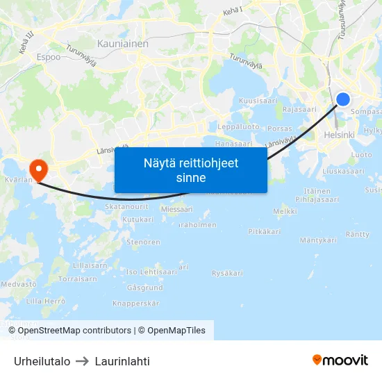 Urheilutalo to Laurinlahti map