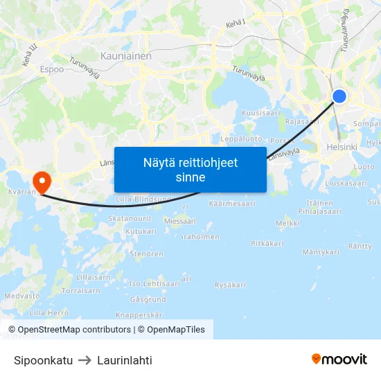 Sipoonkatu to Laurinlahti map