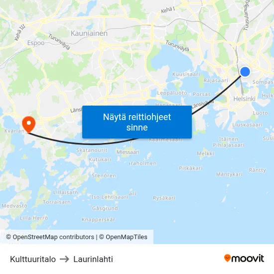 Kulttuuritalo to Laurinlahti map