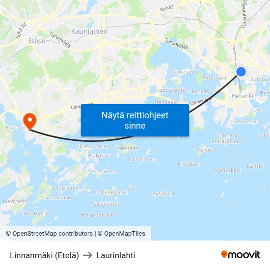Linnanmäki (Etelä) to Laurinlahti map