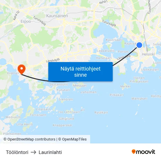 Töölöntori to Laurinlahti map