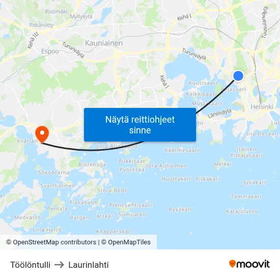 Töölöntulli to Laurinlahti map
