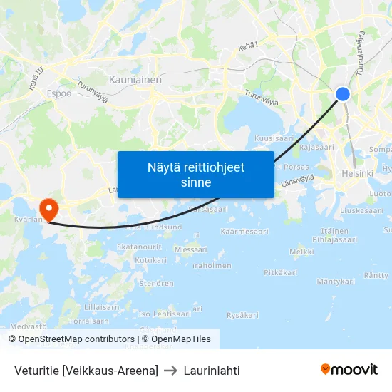 Veturitie [Veikkaus-Areena] to Laurinlahti map