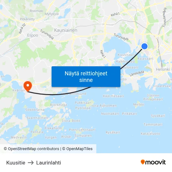 Kuusitie to Laurinlahti map
