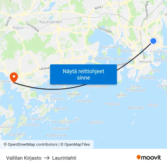 Vallilan Kirjasto to Laurinlahti map