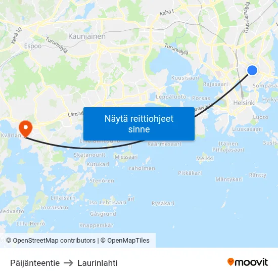 Päijänteentie to Laurinlahti map