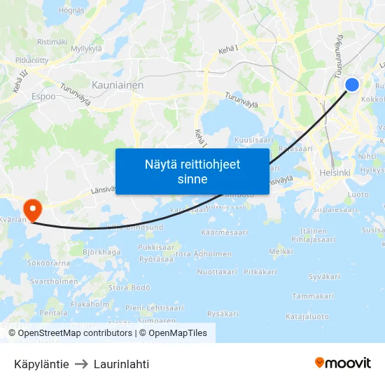 Käpyläntie to Laurinlahti map