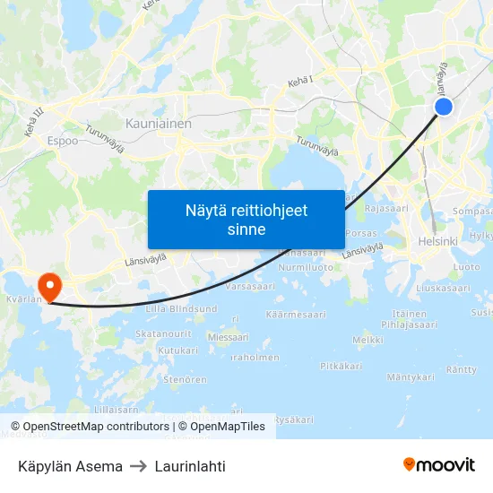 Käpylän Asema to Laurinlahti map