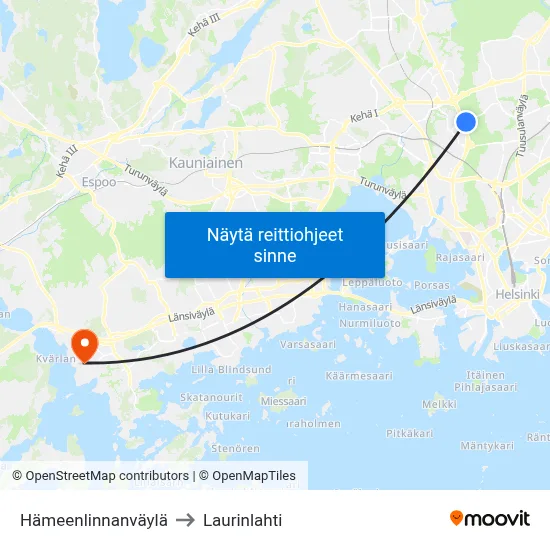 Hämeenlinnanväylä to Laurinlahti map