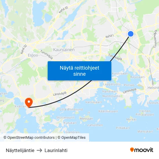 Näyttelijäntie to Laurinlahti map