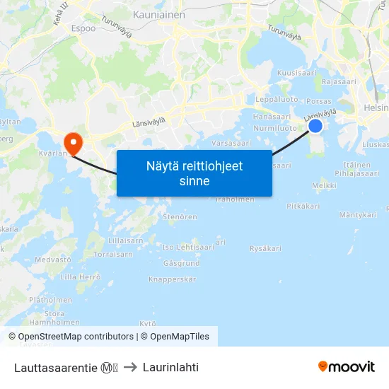 Lauttasaarentie Ⓜ️🛍️ to Laurinlahti map