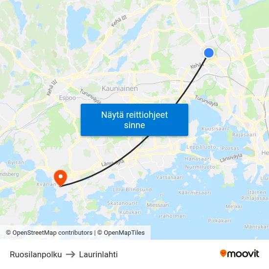 Ruosilanpolku to Laurinlahti map
