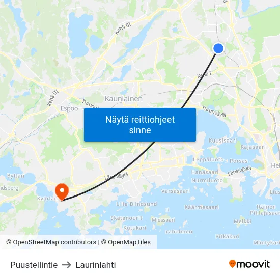 Puustellintie to Laurinlahti map