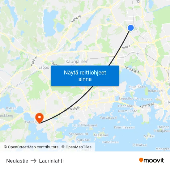 Neulastie to Laurinlahti map