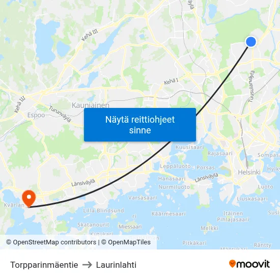 Torpparinmäentie to Laurinlahti map