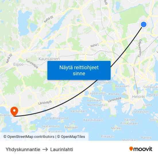 Yhdyskunnantie to Laurinlahti map