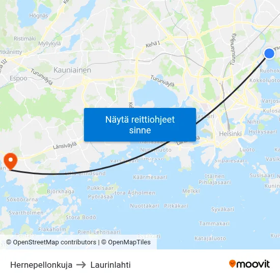 Hernepellonkuja to Laurinlahti map