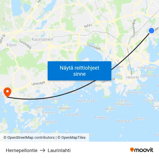 Hernepellontie to Laurinlahti map