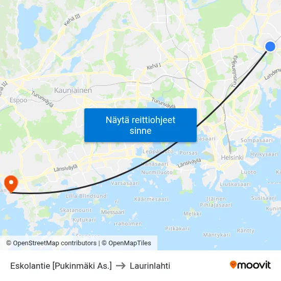 Eskolantie [Pukinmäki As.] to Laurinlahti map
