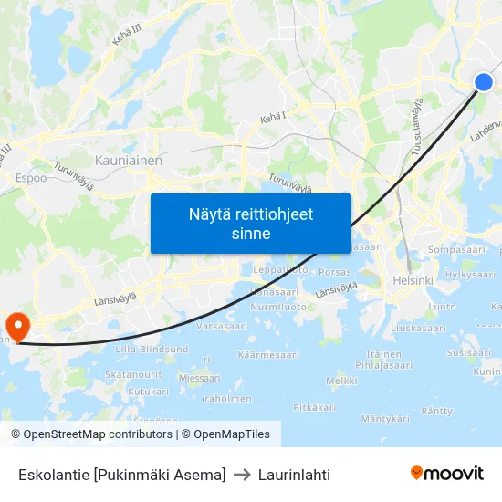 Eskolantie [Pukinmäki Asema] to Laurinlahti map