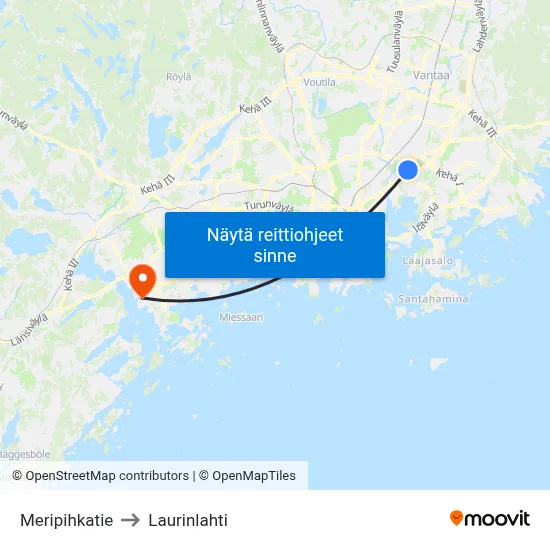 Meripihkatie to Laurinlahti map