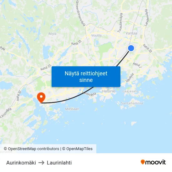 Aurinkomäki to Laurinlahti map