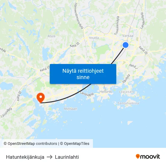 Hatuntekijänkuja to Laurinlahti map