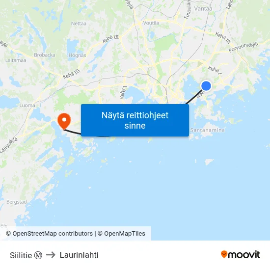 Siilitie Ⓜ️ to Laurinlahti map
