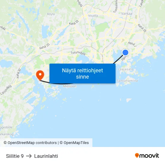 Siilitie 9 to Laurinlahti map