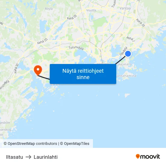 Iltasatu to Laurinlahti map