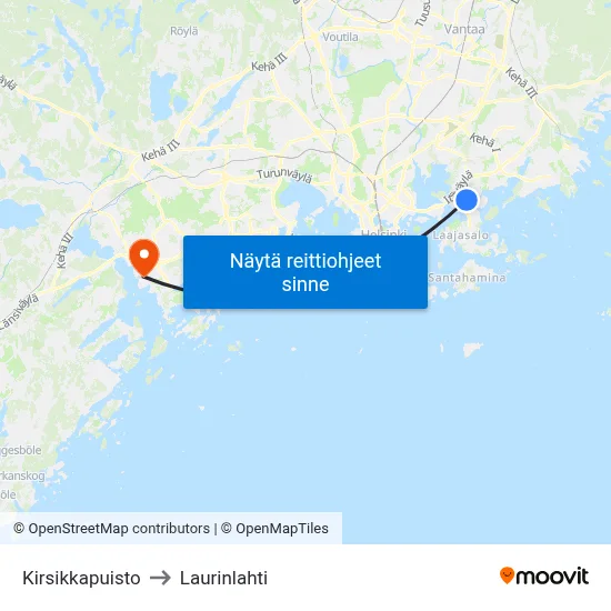 Kirsikkapuisto to Laurinlahti map